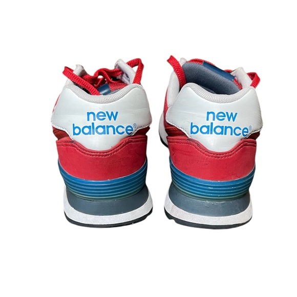 New Balance 574 Red Running Shoes Mens 9 D Red Blue Sneakers Trainers ML574ACC - Picture 3 of 9
